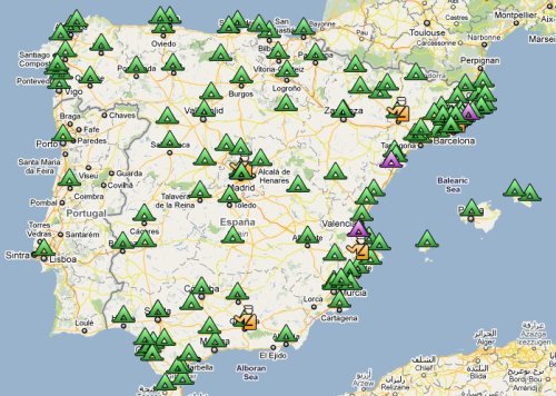 mapa acampadas estado español